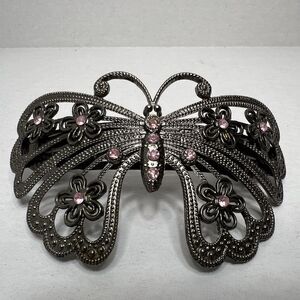 Conair Sophisticates Butterfly And Rhinestone Sliver Pink Hair Barrette Clip